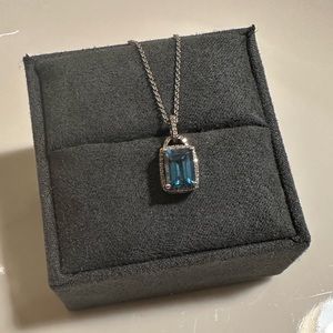 Blue Topaz and Diamond Necklace